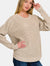 Zenana High Low Long Sleeve Waffle Sweater H Beige