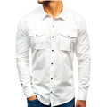 Long Sleeve Blouse Man Cotton Shirt White