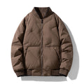 Fashion Down Jacket Winter Warm Baseball Jacket For Men Casual All-match Solid Color Coat