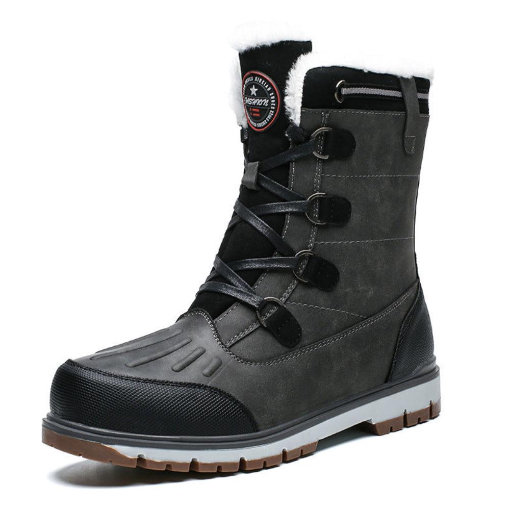 Warm Snow Boots Men's Waterproof Gray