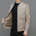 Fashion Down Jacket Winter Warm Baseball Jacket For Men Casual All-match Solid Color Coat Khaki