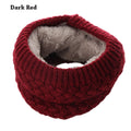 1Pc Winter Warm Brushed Knit Neck Warmer Snood Shawl dark red