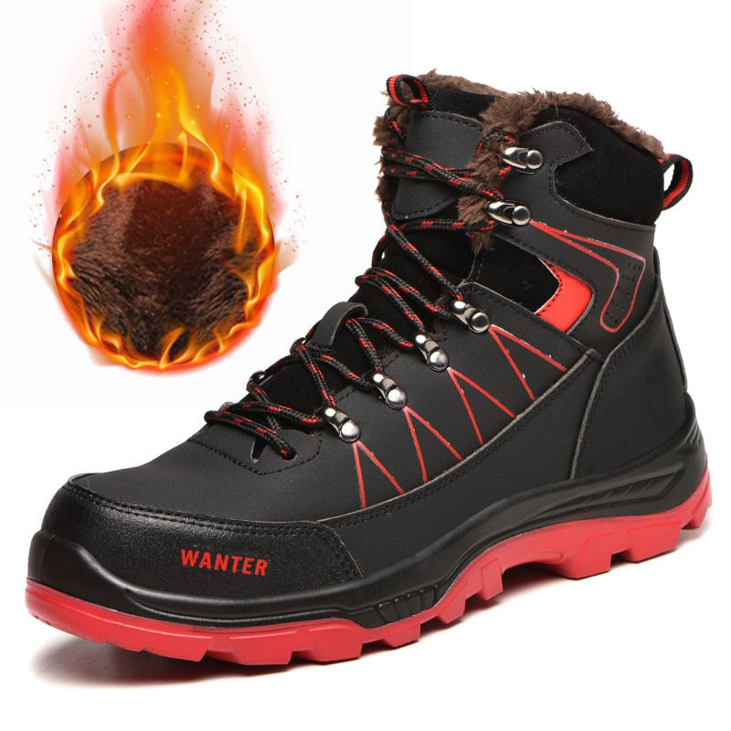 Safety Boots Men Winter Shoes Steel Toe Safety Shoes YD917 red fur