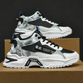 High top sports shoes for men height increasing casual running A760 white black