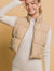 Love Tree Zip Up Turtleneck Cropped Vest Coat Khaki