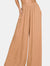 Zenana Pleated Linen Blend Wide Leg Pants Dk Brush