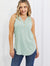 BOMBOM One Wish Ribbed Knit Top in Gum Leaf Light Green