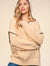 Haptics Contrast Stitching Long Sleeve Hooded Sweater Oatmeal