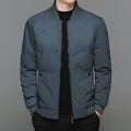 Fashion Down Jacket Winter Warm Baseball Jacket For Men Casual All-match Solid Color Coat Navy blue