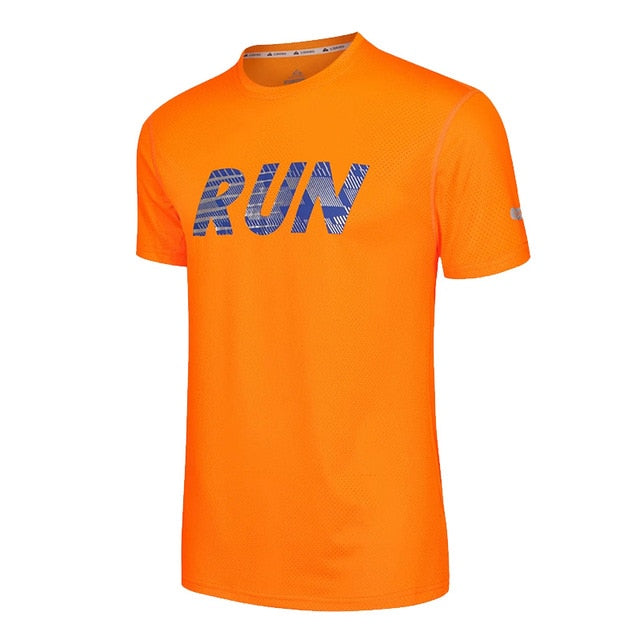 Sports Survetement Men's Sportswear Active Running T Shirts Short Sleeves Quick Dry Training Shirts Men Gym Top Tee Clothing Orange