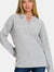 Zenana Button Closure Drop Shoulder Sweater Grey