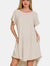 Zenana Fringe Edge High Low Flowy Dress with Pockets Beige