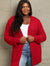 Zenana Falling For You Full Size Open Front Popcorn Cardigan Red