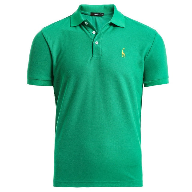 Man Polo Shirt Mens Casual Deer Embroidery Cotton Polo shirt Men Short Sleeve High Quantity polo men green