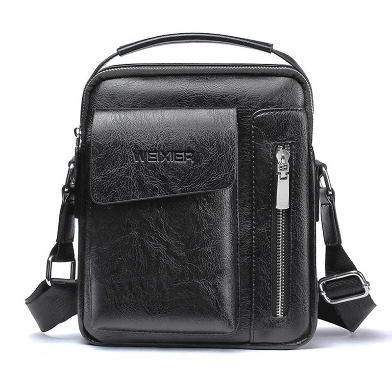 Casual Men Shoulder Bag Vintage Crossbody Bags High Quality Male Bag PU Leather Handbag Capacity Men Messenger Bags Tote Bag Better Black