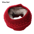 1Pc Winter Warm Brushed Knit Neck Warmer Snood Shawl wine red