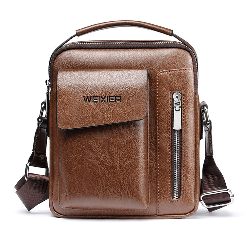 Casual Men Shoulder Bag Vintage Crossbody Bags High Quality Male Bag PU Leather Handbag Capacity Men Messenger Bags Tote Bag Better Brown