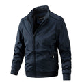 Jacket men's solid color plus size men's coat, lapel jacket men's autumn and winter cotton jacket Deep Blue