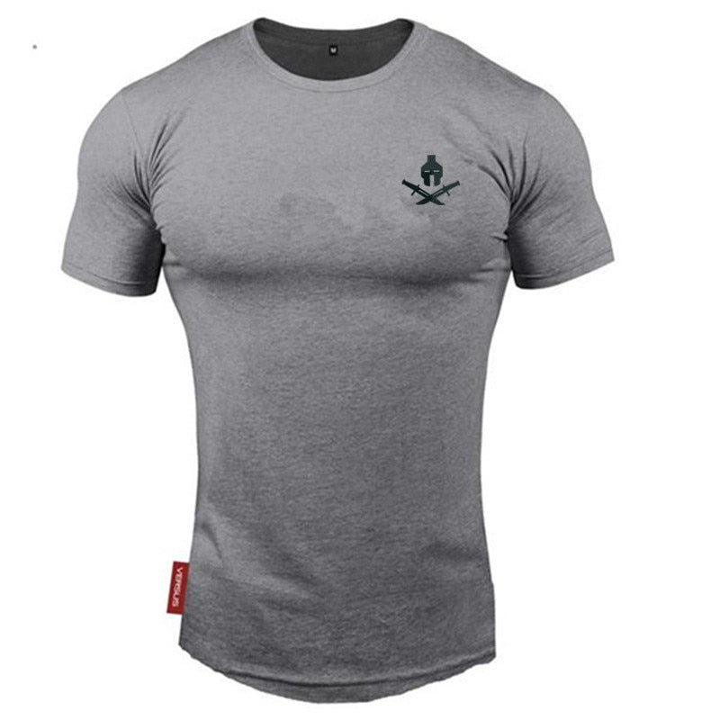 New brand Clothing fitness Running t shirt men O-neck t-shirt cotton bodybuilding Sport shirts tops gym men t shirt Grey