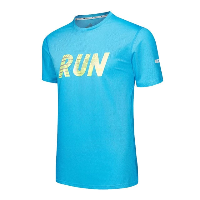 Sports Survetement Men's Sportswear Active Running T Shirts Short Sleeves Quick Dry Training Shirts Men Gym Top Tee Clothing Sky blue