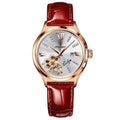 Women Watch Moon Numbers Dial Bracelet Watches Set Ladies Leather Band Quartz Wristwatch Women Female Clock Relogio Mujer Hot Rose red