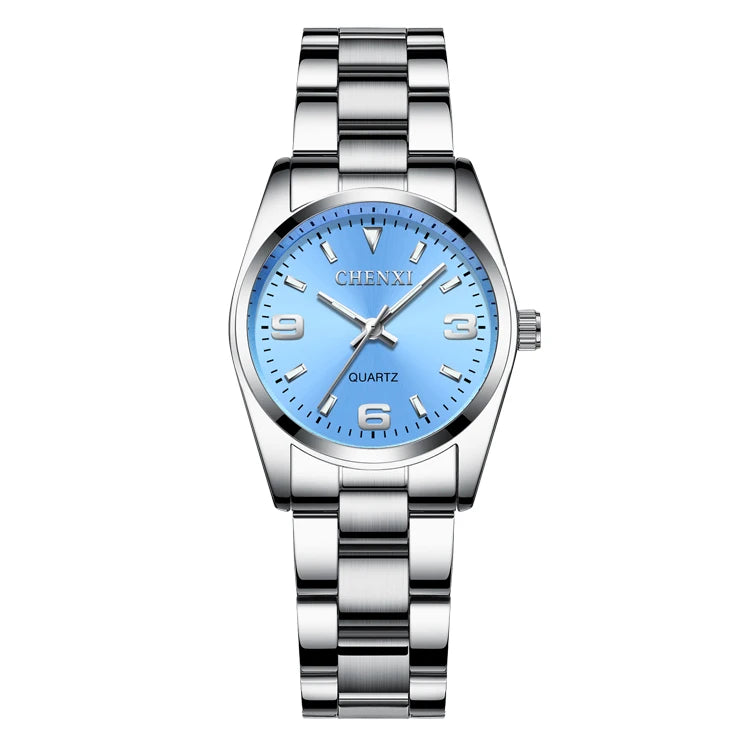 CHENXI Elegant Women Watches Ladies Fashion Luxury Brand Dress Wristwatches Analog Quartz Watch Clock for Woman Bracelet Gift Light blue