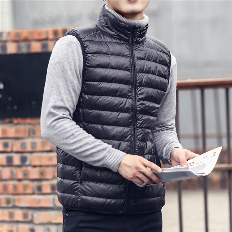 Autumn Winter Men Duck Down Vest 2023 Coat Ultralight Sleeveless Puffer Vest Jacket Ultra Thin Lightweight Down Jacket Waistcoat black