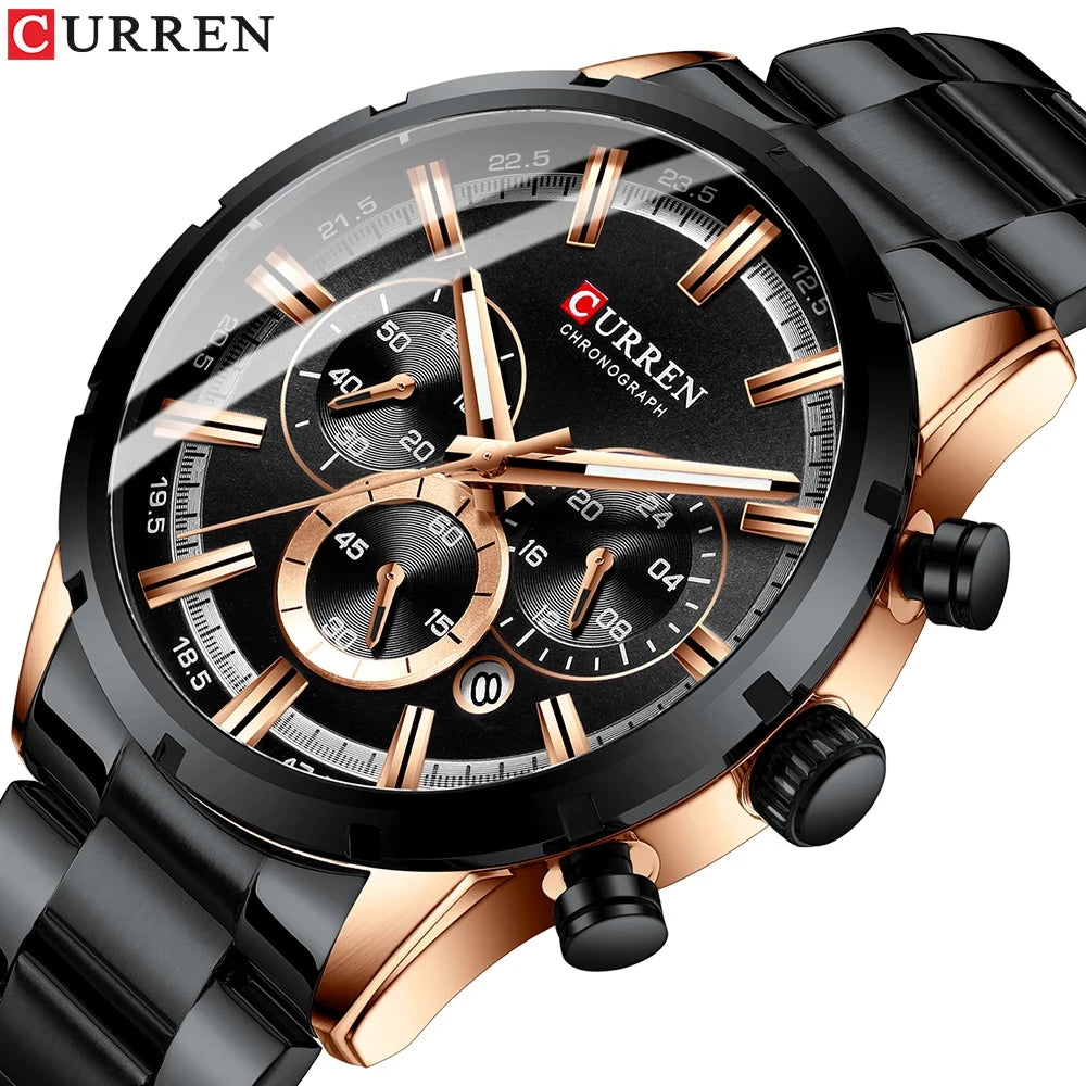 CURREN Men Watches Top Luxury Brand Sport Quartz Watch Men Chronograph Waterproof Wrist Watch Man Stainless Steel Date Clock