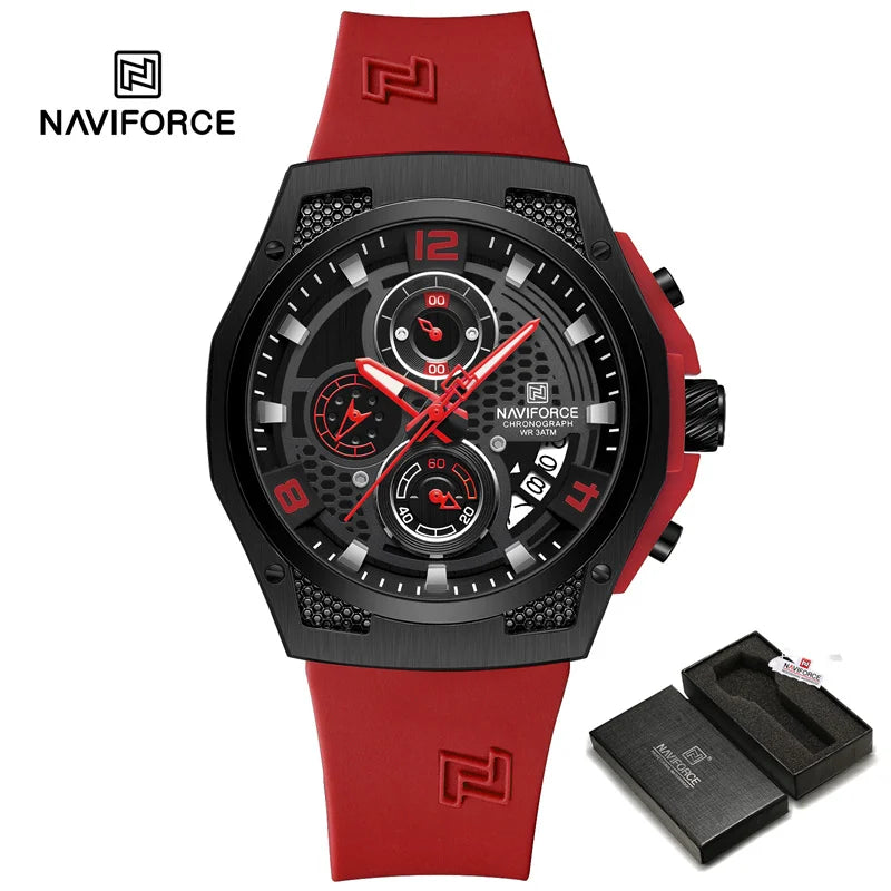 NAVIFORCE High Quality Luxury Original Men Watch Silicone Strap Waterproof Male Quartz Wrist watch BBR-BOX