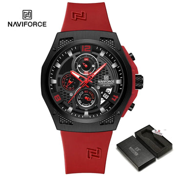 NAVIFORCE High Quality Luxury Original Men Watch Silicone Strap Waterproof Male Quartz Wrist watch BBR-BOX