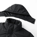 Winter Jacket Men's Long Minimalist Solid Color Warm Detachable Hooded Parka Men Padded Coat