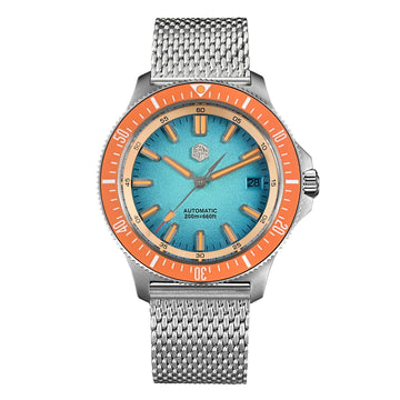 San Martin 40mm Dive Watch Original Design NH35 Automatic Mechanical Fashion Men Watch Light Blue MB