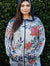 Blumin Apparel Full Size Floral Zip Up Hoodie Rust Floral