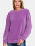 Zenana Chenille Waffle Round Neck Sweater Violet