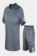 Men Sports Suit Track Suit Running Suit Gym Two Piece Quick Drying Clothes Grey