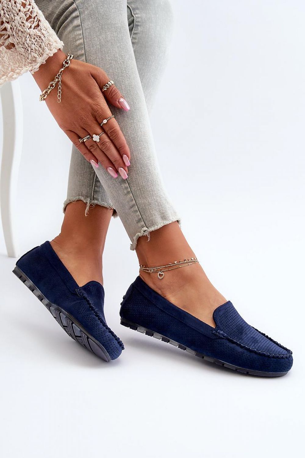 Mocassin Step in style navy blue