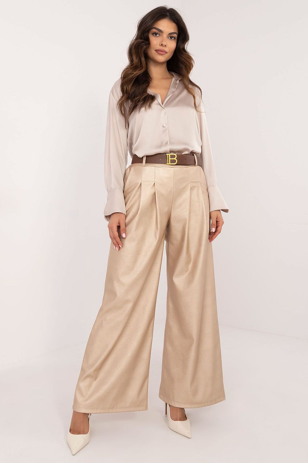 Women trousers Italy Moda beige EU one-size-fits-all | US one-size