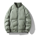 Fashion Down Jacket Winter Warm Baseball Jacket For Men Casual All-match Solid Color Coat Green