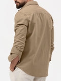 Men's new multi-pocket casual long-sleeved shirt top