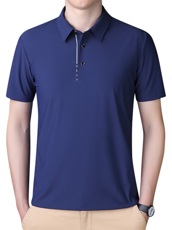 Men's short-sleeved ice silk high elastic non-marking polo shirt Purplish blue navy