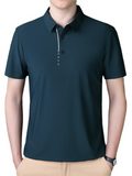 Men's short-sleeved ice silk high elastic non-marking polo shirt Green black jasper