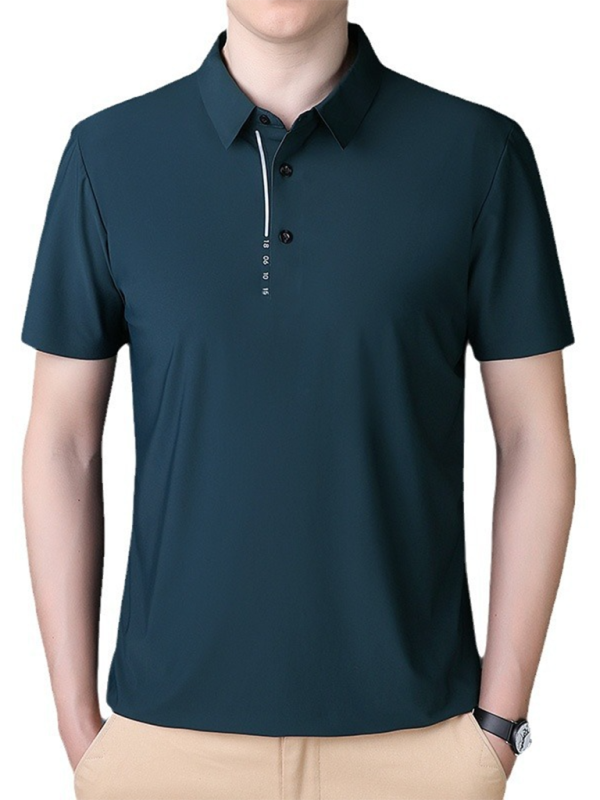 Men's short-sleeved ice silk high elastic non-marking polo shirt Green black jasper