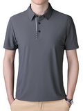 Men's short-sleeved ice silk high elastic non-marking polo shirt Grey