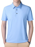 Men's short-sleeved ice silk high elastic non-marking polo shirt Clear blue